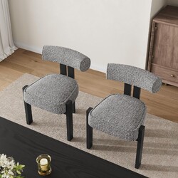 2er Set Modern Boucle Samt Stoff Küche Esszimmer Stühle Weich Gepolstert Sitz