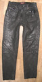 " JOHN DEVIN " Herren- LEDERJEANS Nubuk- Lederhose schwarz Gr. 46 ca. W31"/ L32"