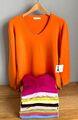 Pullover V- Ausschnitt Damen Gr. 36 38 40 42 S M L XL weich 11 Farben Feinstrick