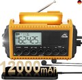 Notfallradio | 12000mAh Powerbank | Kurbelradio |Solar Radio mit Weltempfänger 