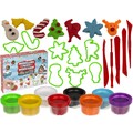 Weihnachts Kinder Knete Set 21 tlg Knetwerkstatt X-Mas mit Knetförmchen Werkzeug