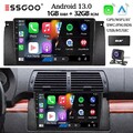 DAB+ Autoradio Android 14 1+32G Carplay 1999-2005 Für BMW 5er E39 X5 E53 GPS KAM