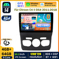DAB+ 4+64G Android 14 AutoRadio RDS DSP FM BT Carplay Navi für Citroen C4 II DS4