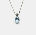 Aquamarin Anhänger Edelstein Solitär oval mit Kette Sterlingsilber925 Geschenk