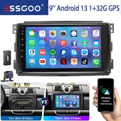 DAB+ Für Smart Fortwo 451 2005-2010 32G Android 13 Autoradio Carplay GPS Nav KAM