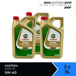 Castrol Edge TD 5W-40 VW 505 Renault Opel MB 229/226 Fiat 3x5 Liter = 15 Liter