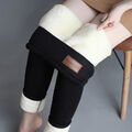 Damen Frau Thermo Leggings Fleece Gefüttert Schwarz Winter Warme Hose Leggins DE