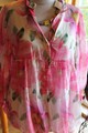 Julia Wang Bluse Chiffon  Pink/Natur; Blüten, EG ci.36-44;  Baumwolle; Neu!