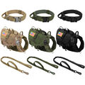 Taktisches Hundehalsband + Hundegeschirr Militär Molle Weste + Leine +Taschen 