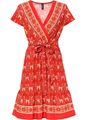 Webkleid mit V-Ausschnitt Gr. 40 Rot Bedruckt Mini-Freizeitkleid Sommerkleid Neu