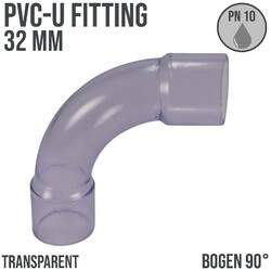 PVC-U PVC Klebe Fittings 90° Bogen aus Rohr mit Muffe PN 10 Bar transparent
