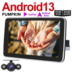 Pumpkin 10.1" Android 13 Autoradio 1 DIN GPS Navi WiFi 4GB 64GB USB DAB +Kamera