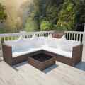 Garten Lounge Set mit Auflagen Gartensofa Gartenmöbel 4-tlg. Poly Rattan vidaXL