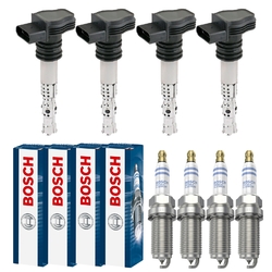 4x ESEN SKV Zündspule +4x BOSCH Zündkerze Doppelplatin für Mercedes-Benz