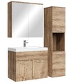 Badezimmer Badmöbel-Set Montreal mit Spiegelschrank 60cm Waschbecken Eiche Kasta