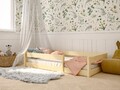Hausbett mit Rausfallschutz 80x160 cm Kinderbett Bodenbett Natur Holz Bett