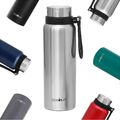 1L Thermosflasche mit Griff Silber Edelstahl  Iso Flasche Bottle Kanne Thermo
