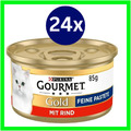 Purina Gourmet 24 x 85 g Gold Feine Pastete Rind Katzennassfutter Tiernahrung