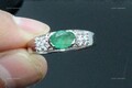 Smaragd Edelstein Cocktail Ring,925 Silber Scheibe Diamant Band Ewigkeit Thin