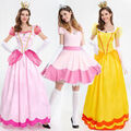 NEU Prinzessin Peach Kleid - Kostüm-Set für Damen Karneval Cosplay Halloween DE