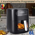Heißluftfritteuse Airfryer XXL 6L Heißluft Ofen Multi Grill 1500W mit Backpapier