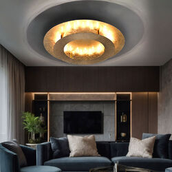Deckenlampe Deckenleuchte Designlampe rund LED Blattgold Wohnzimmerlampe D 40 cm