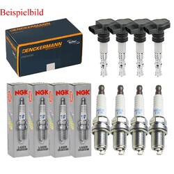 4x DENCKERMANN Zündspule +4x NGK Zündkerze Laser Iridium für Mercedes-Benz