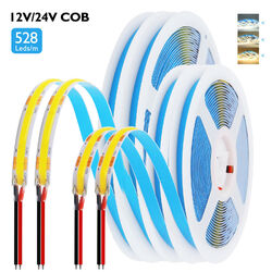 12V 24V COB LED Streifen Punktlos Uniform Hell Stripe Selbstklebend Bandlicht
