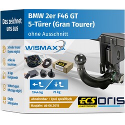 AHK für BMW 2er F46 Gran Tourer ab 15 vert. abnehmbar ORIS +7pol E-Satz ECS