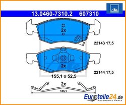 Bremsbelagsatz, Scheibenbremse ATE 13.0460-7310.2 für Opel