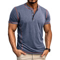 Henley T-Shirt mit Knopfleiste Herren Kurzarm Top Sommer Fitnessshirt Sportshirt