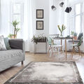 Teppich Wohnzimmer – Grau Gold-  Kurzflor- Abstrakt - Betonoptik Muster Vintage