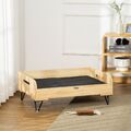 PawHut Haustiersofa mit Kissen Indoor Hundesofa Katzensofa Stahlbeine Natur