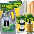 MANN INSPEKTIONSPAKET + MOBIL 5W-30 MOTORÖL passend für AUDI A4 B8 A5 8T 2.0TDI