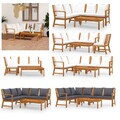 5-tlg. Garten-Lounge-Set mit Auflagen Creme Massivholz Akazie