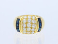 Ring Brillanten Saphire zus. 1,80 Karat 750 Gold 18 Karat Italien um 1990 Deta 