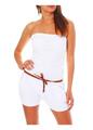 Damen Jumpsuit kurz Hosenanzug Einteiler Bandeau Gürtel 8964