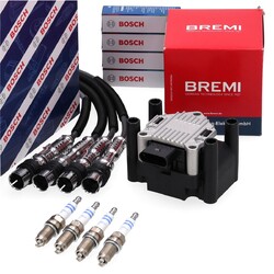 BREMI Zündspule BOSCH Kabelsatz 4x Zündkerze für VW GOLF 6 POLO 5 TOURAN 1.2 TSI