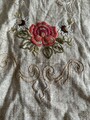 Alte Tischdecke Tischläufer Mitteldecke Jute Rupfen Handarbeit Bestickt Rosen