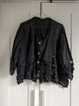 Damen Oberteil Bluse Gr.M Schwarz mit Spitzendetail Italien Tanzen 