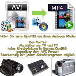 mp4 Format - 3 Bänder MiniDV / Hi8 / Digital8 / VHS als Mp4-Datei inkl Datendvd