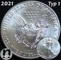AMERICAN SILVER EAGLE - USA 2021 - 1$ - 1 Oz (Unze) Silber - Typ 1 (Altes Motiv)