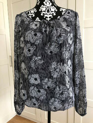 Comma Damen-Bluse blau mit Blumenmuster Gr. 40 !WIE NEU!
