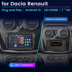 Carplay Android 14 Autoradio Für Renault Dacia Duster Sandero Lodgy GPS NAVI 64G
