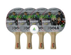 4 Stück Joola Tischtennis Schläger Spirit mit 1 TT-Ball, Donic - Schildkröt