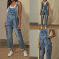 Damen Cargo Jeans Overall Latzhose Vintage Lose Jumpsuit Denim Gerades Bein Hose