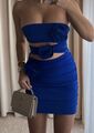 Zara Kleid partykleid Abendkleid blau mit cut out S