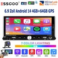 KAM Android 14 Autoradio 1 DIN Apple Carplay IPS Screen 4+64G GPS NAV FM RDS SWC