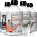 REAVET Futteröl Hunde, 4 Sorten x 500ml, Hochwertiges Barföl Hund, Barf Zusatz