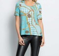 T-Shirt grün 34 Damen Shirt mit Schößchen & Druck-Mix "smaragd" 8.8550